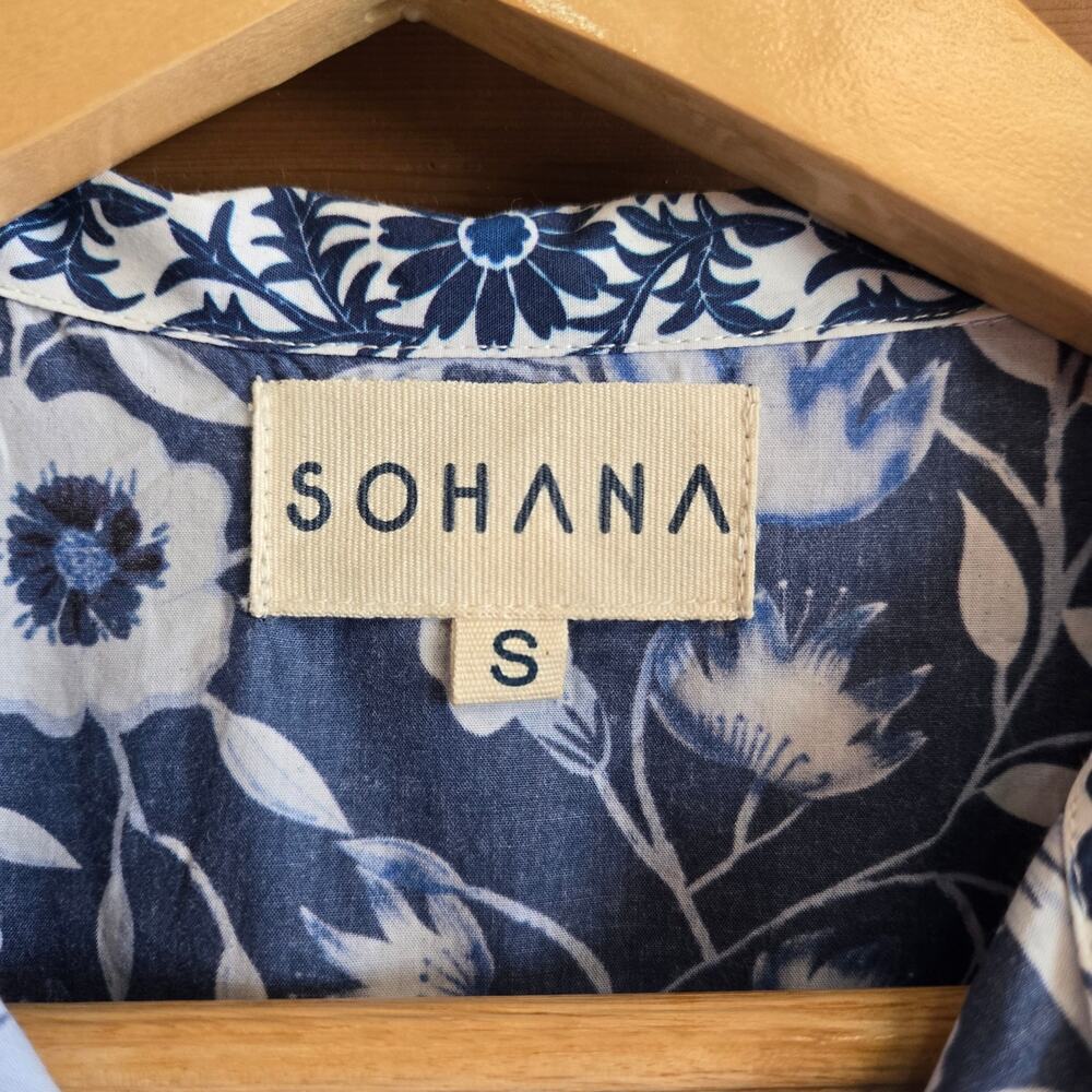 Sohana Cam Dress Morning Glory Blue Maxi Small Boho Cotton Floral Tie Waist Boho - Picture 4 of 7